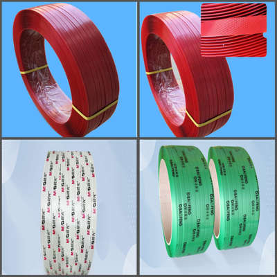 Custom Farbe Polyester PET Verpackung Strap Palettenverpackung Kunststoff Stahl Strapping Rollen Starke und langlebige PET Verpackung