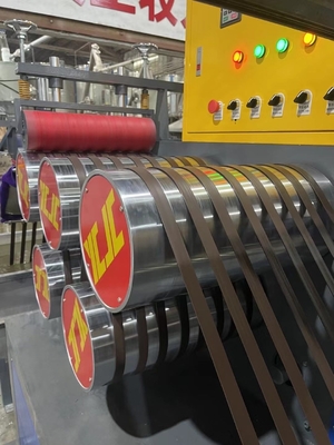 Verstellbare Geschwindigkeit PP-Gürtel-Extrusionslinie, PP-Verpackungsgürtel-Produktionslinie, PLC-Touchscreen-Steuerung, Leistung 150KG-600KG/H