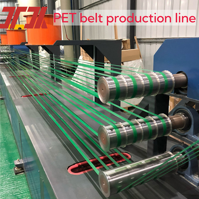 9-32 mm Breite 280 kg/h Kunststoff Pet Strap Herstellungsmaschine mit Aufstreichen und PLC-Steuerungssystem