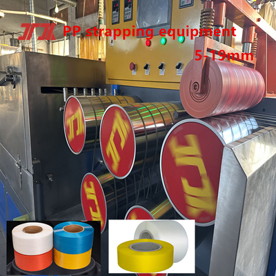 PLC-Steuerung PP Verpackungsgürtel Produktionslinie Hohe Effizienz PP PP Bündelmaschine Breite: 5-19 mm