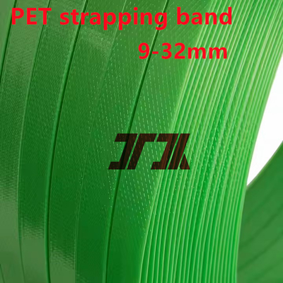 Custom Green PET Strapping Roll Hochspannung Polyester Band mit 9-32mm angepasst