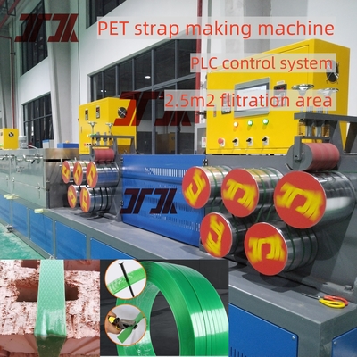 9-32 mm Breite 280 kg/h Kunststoff Pet Strap Herstellungsmaschine mit Aufstreichen und PLC-Steuerungssystem