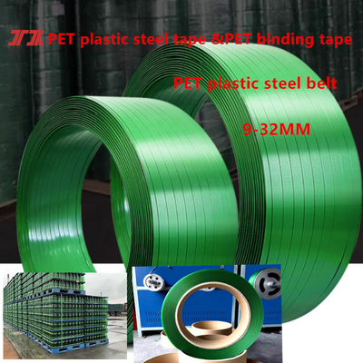 Lieferung von Kunststoffband PET Kunststoffstahlband PET Verpackungsteppich mit einer Breite von 9-32 mm
