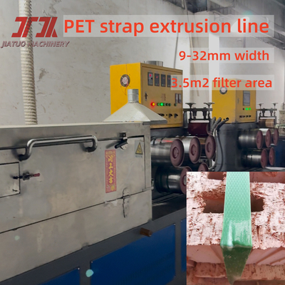 9-32 mm Breite 280 kg/h Kunststoff Pet Strap Herstellungsmaschine mit Aufstreichen und PLC-Steuerungssystem