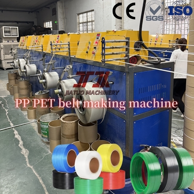Recycelte PET-Flocken Extrusionslinie Geprägte Umreifungsband-Rollmaschine für 9-32 mm