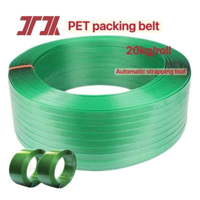 Automatic PET packing belt 19mm green PET strapping from 100% recycled materials