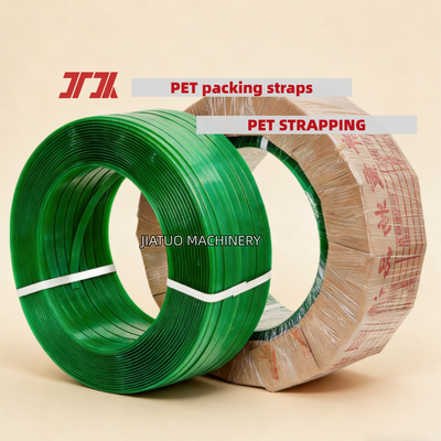 Automatischer PET-Gürtel grüner 9 bis 25 mm PET-Verpackungsgürtel mit 100% PET-Flaschenflocken
