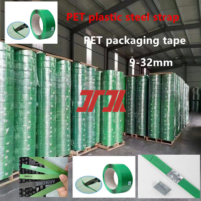 Verpackungsmaterialien 9-25mm PET Kunststoff Stahl Gurt PET Paletten Gurt PET Stahl Gurt für pneumatische Gurtmaschine Handgurt Gurtmaschine